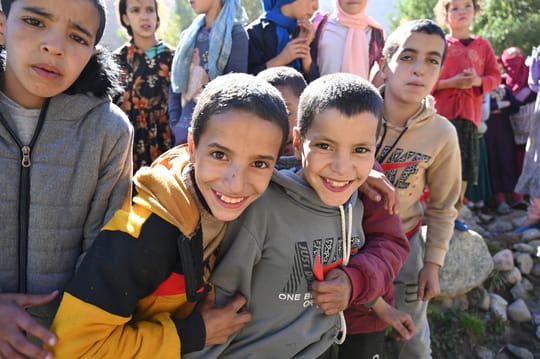 Two children smiling