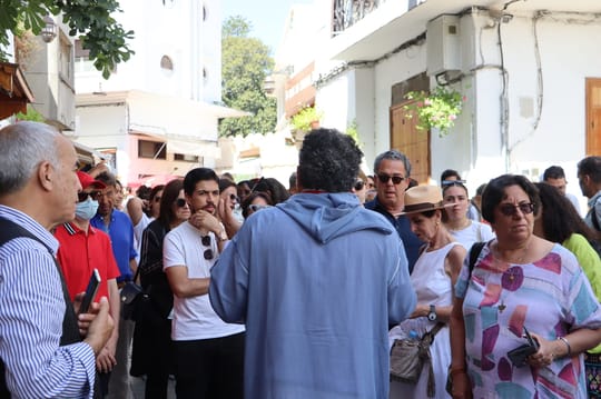 Person speaking with a group